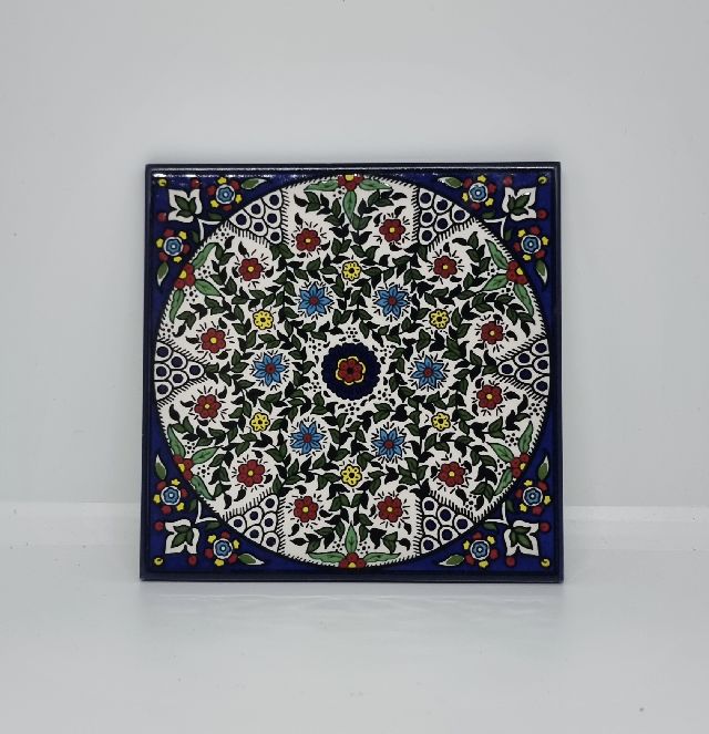 Kafel ceramiczny z Hebronu – Wielobarwny, florystyczny wzór